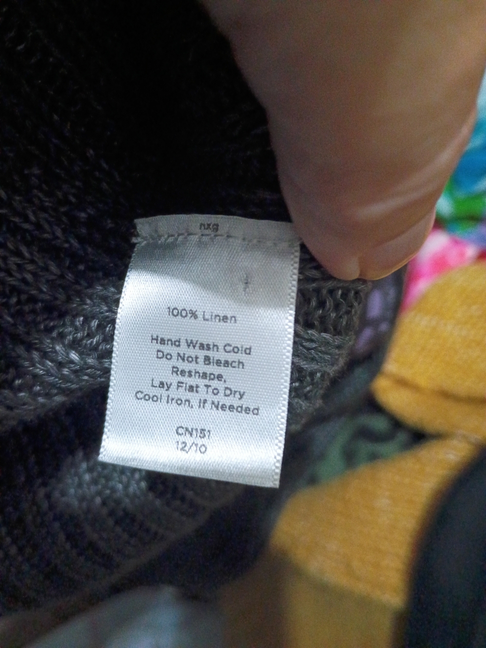 Talbots Linen Charcoal Ribbed Open-Front Cardigan - Picture 6 of 6
